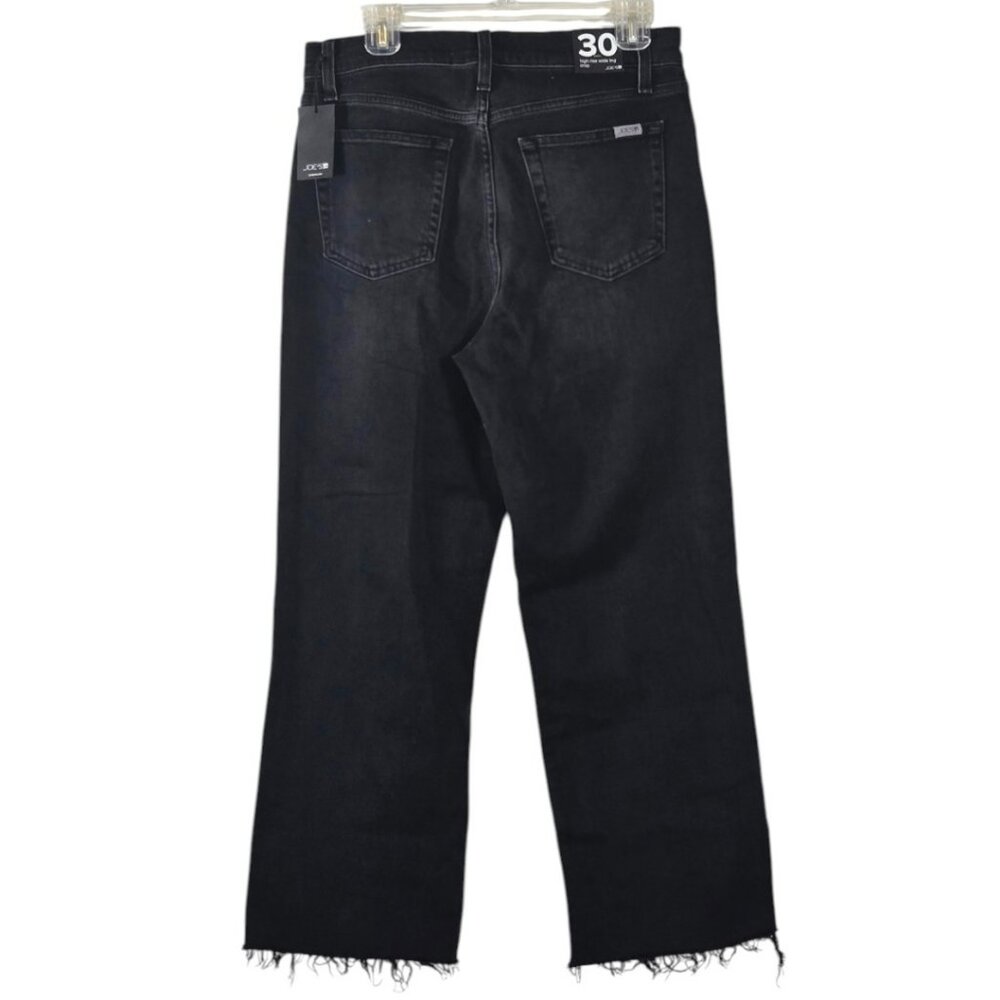 Joe's Jeans 30 Womens Jeans High Rise Wide Leg Raw Hem Bellflower FA23 Black NWT - Picture 2 of 6